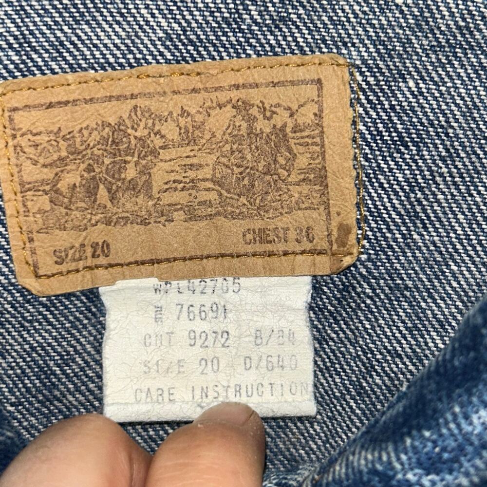 Vintage Roebucks Western Wear denim jean jacket size 20 36 chest USA - Picture 4 of 8
